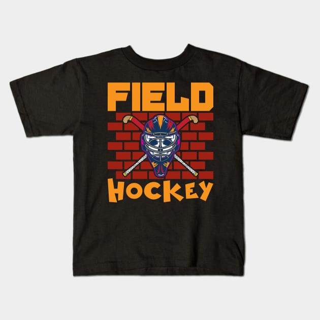 Field Hockey Kids T-Shirt by maxcode